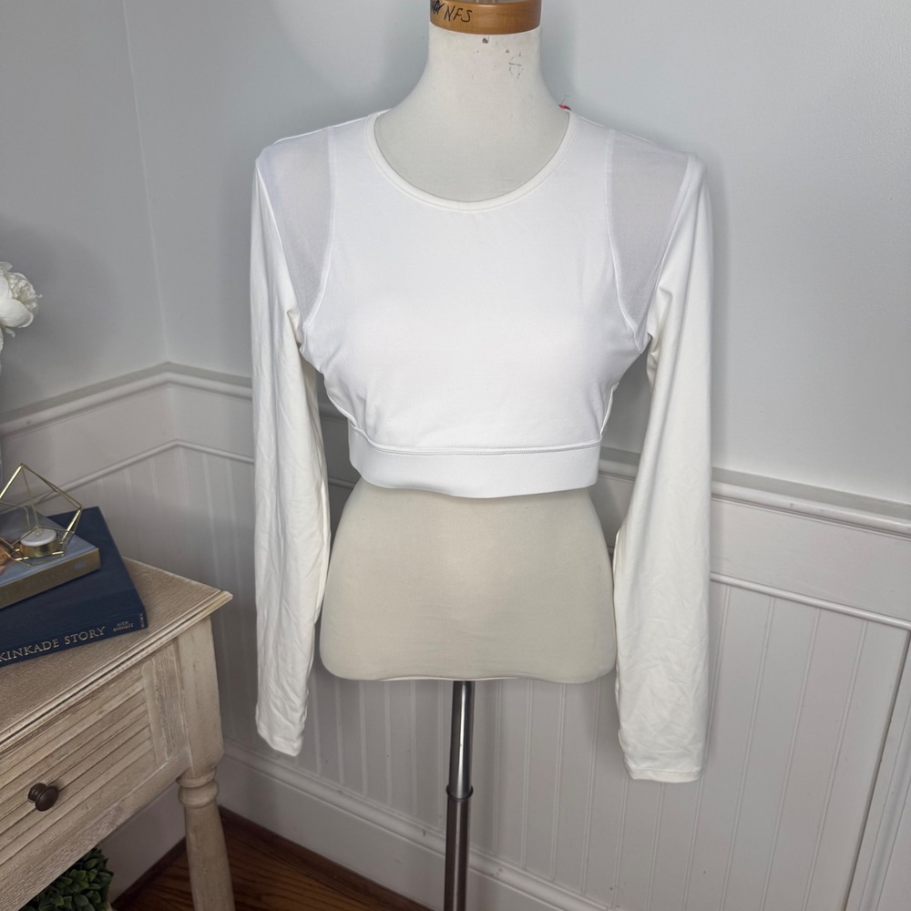 Roberto Cavalli Sport Women Optic White Mesh Glitter Lattice Back Crop Top M
